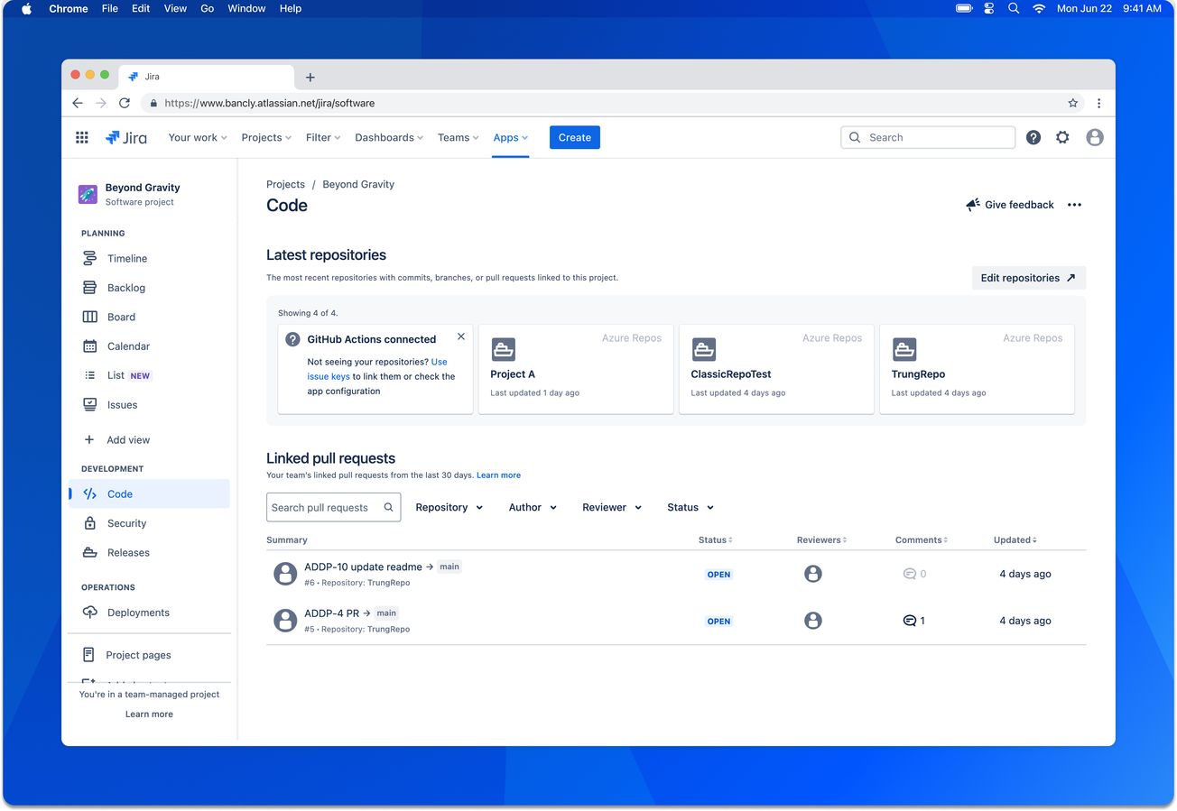 Track Azure DevOps activity in Jira